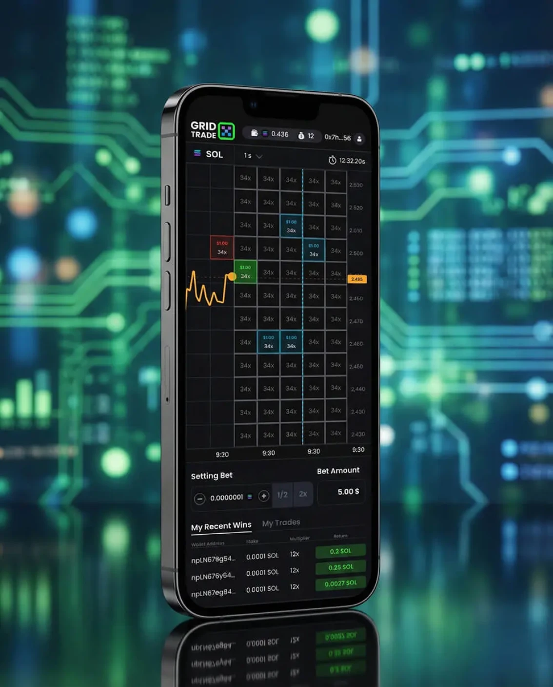 GridTradeX. Crypto Prediction Game. - application interface, screen 2