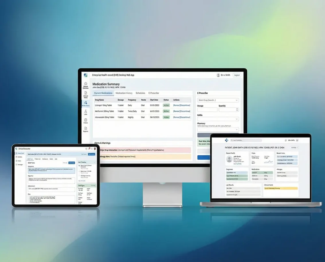 MedCore EHR platform - patient vitals monitoring dashboard