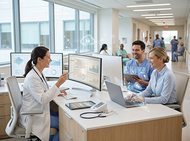 Custom healthcare software development (EHR EMR platforms patient portals clinical apps internal hospital systems)