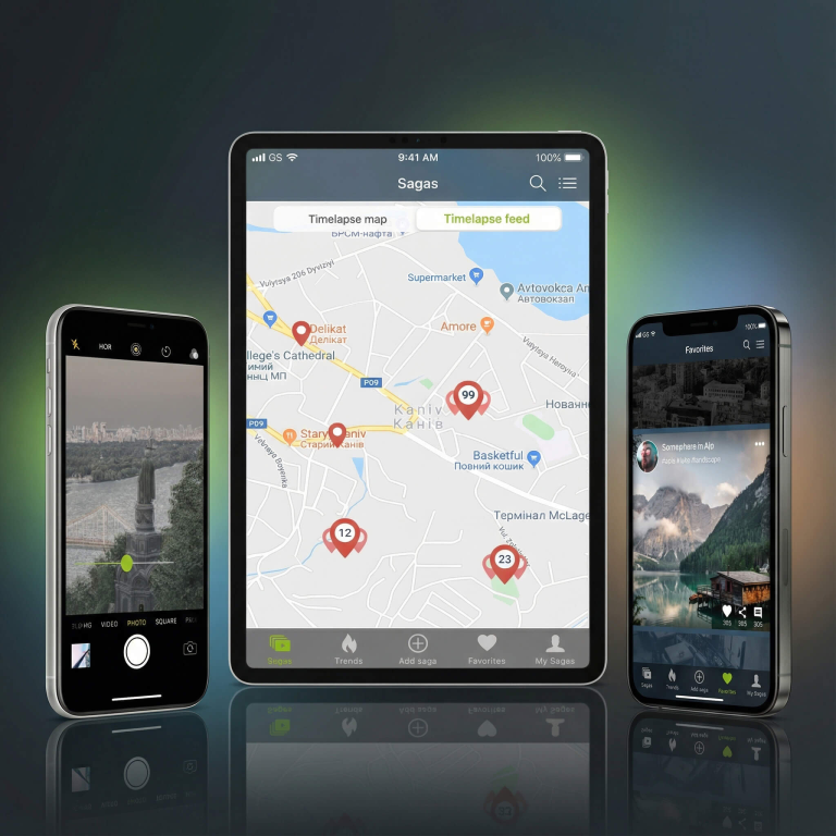 Sagas. Time-lapse Social Network - application screenshot