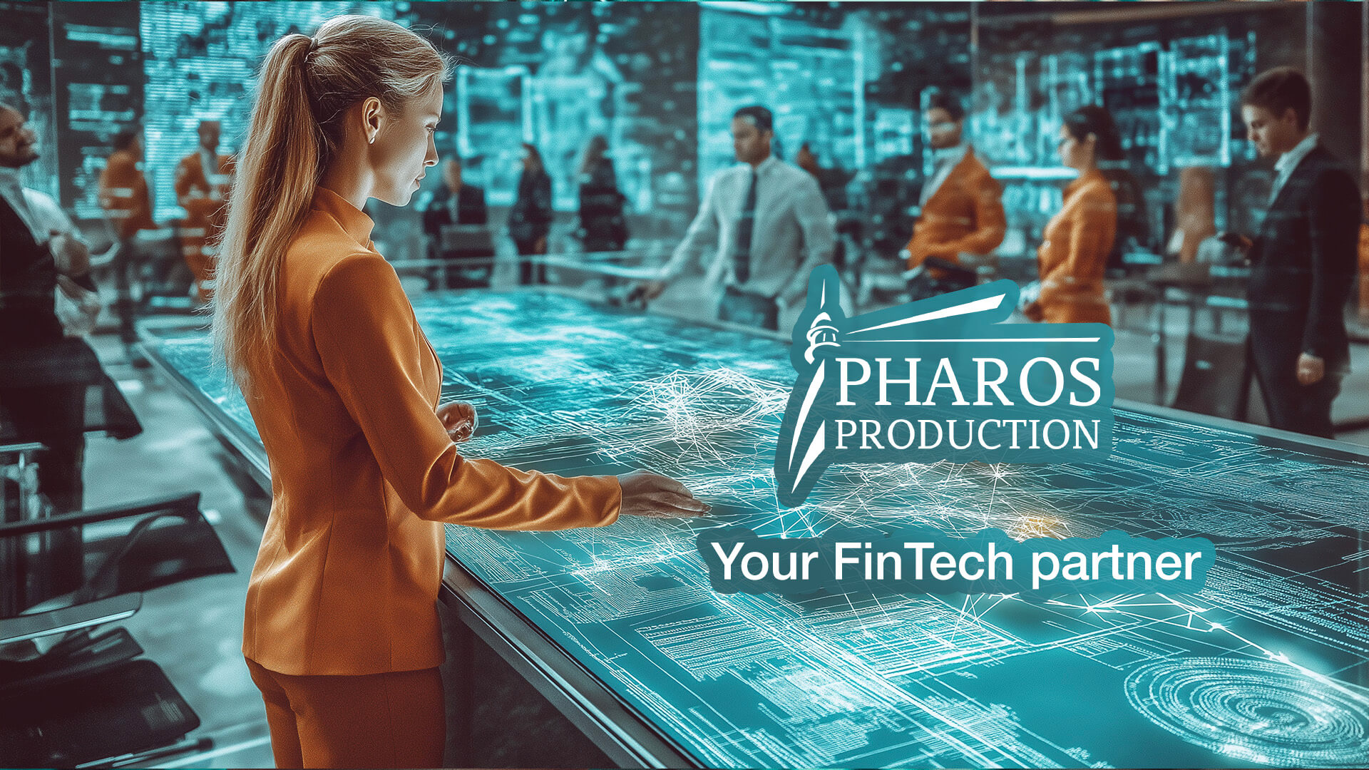 Pharos Production engineering team collaborating on a custom FinTech software architecture.
