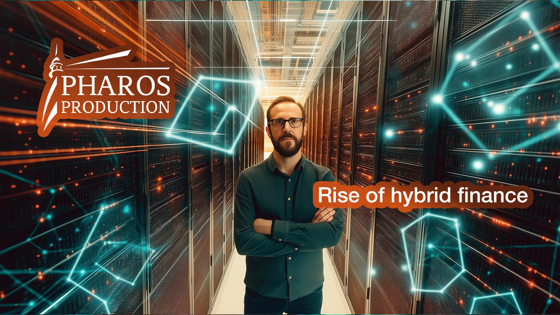 Systems architect visualization overseeing the integration of DeFi protocols and smart contracts into legacy enterprise banking cores