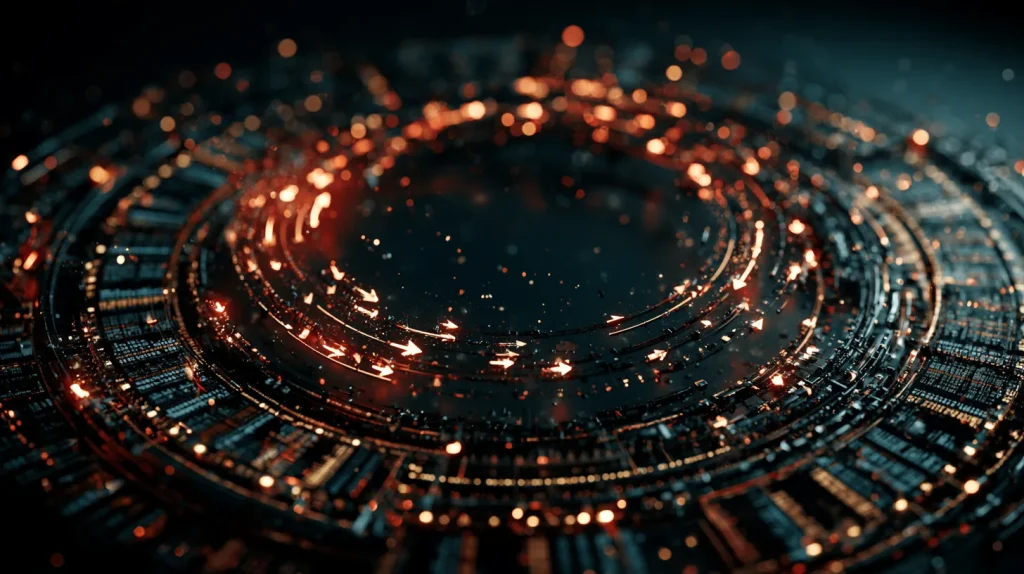 Crypto market manipulation concept visualizing wash trading loops and spoofing phantom orders