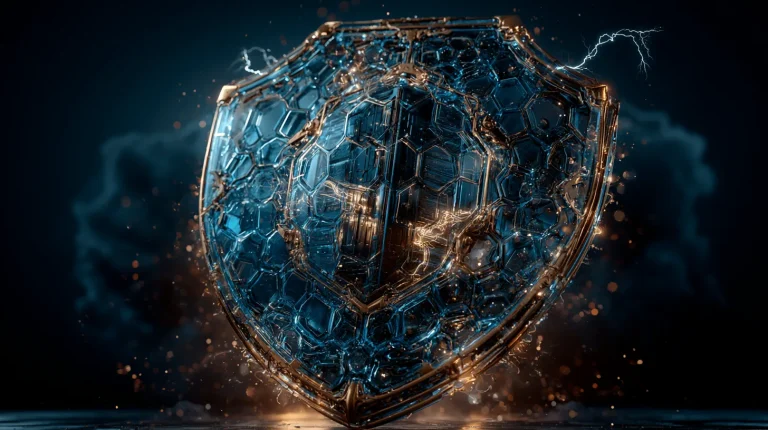 DORA operational resilience concept with a glowing digital shield protecting crypto infrastructure