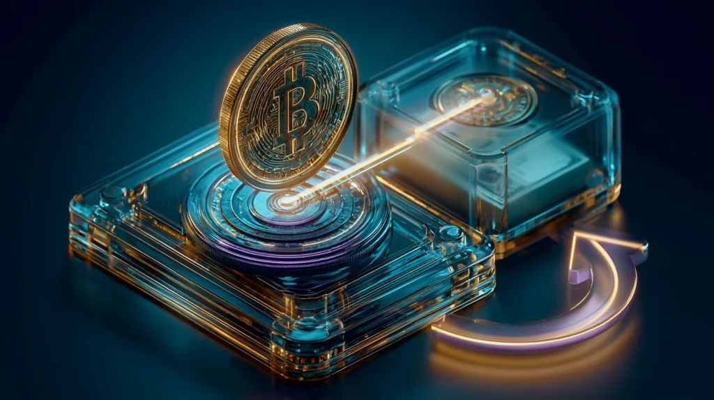 E-money token concept showing a stablecoin backed one-to-one by a currency reserve with redemption at par