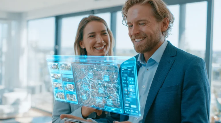 Real estate agent showing a property dashboard built with real estate software development