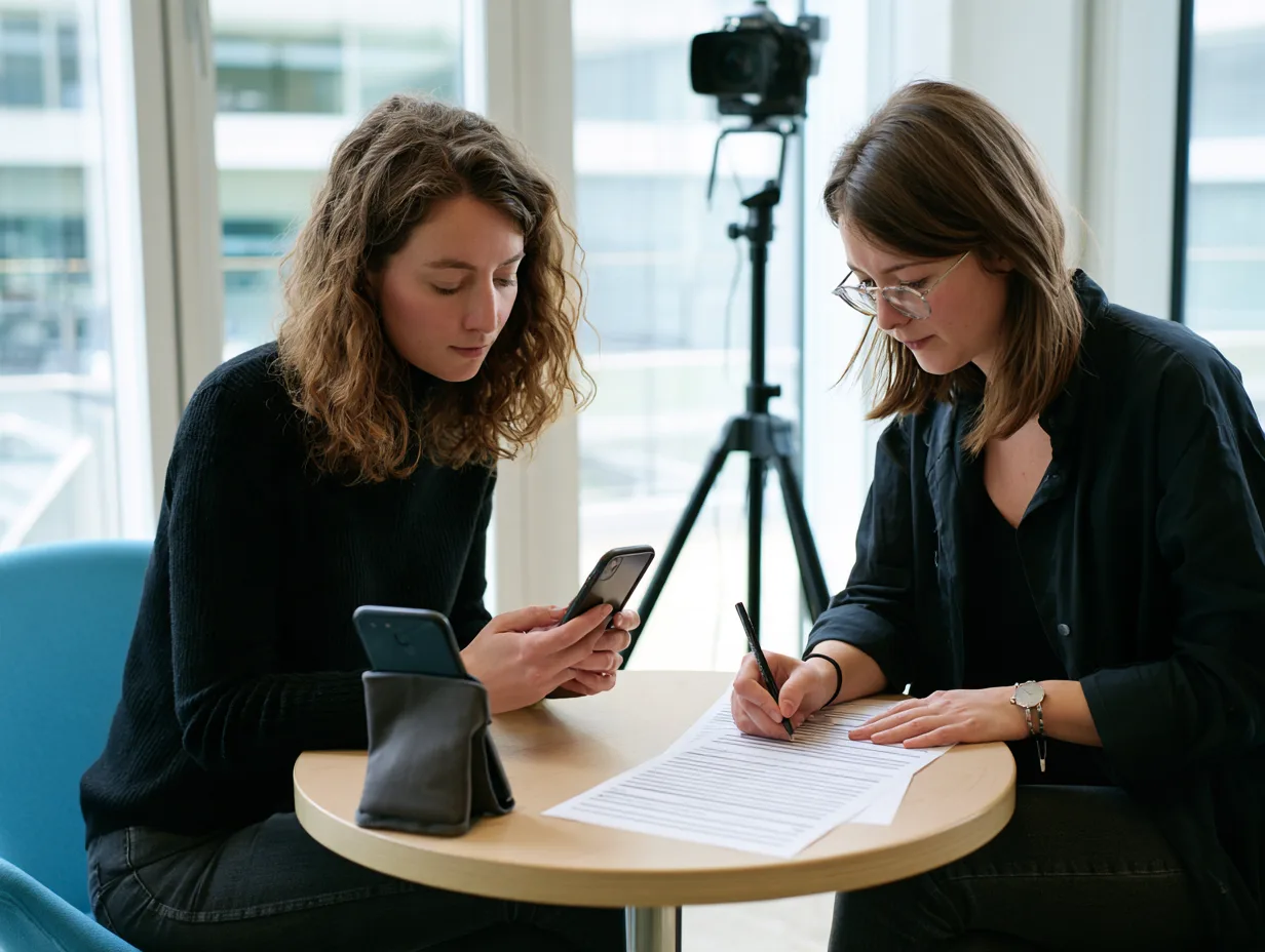 A participant testing a consumer wallet app while a researcher notes observations.