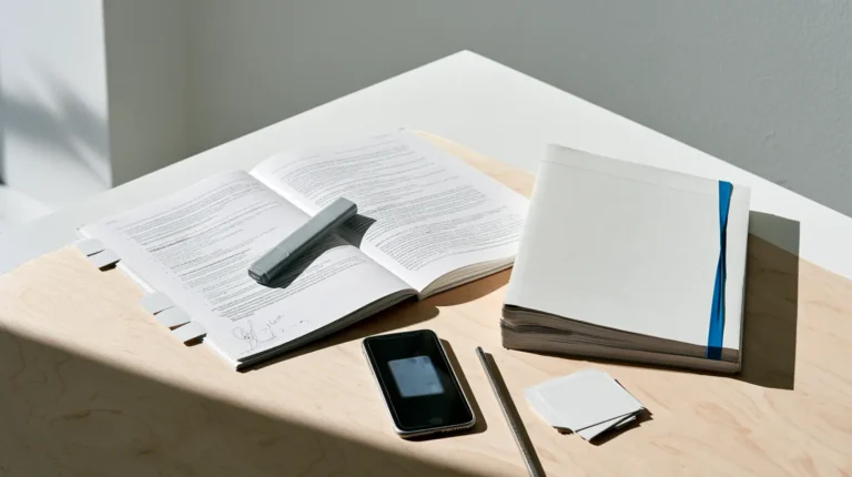Two printed specification documents compared on a desk, one open and pencil-annotated and one closed and bound shut, a smartphone showing a blurred credential card screen resting between them, the format decision that keeps a EUDI Wallet verifier build inside freely licensed specifications instead of the ISO mdoc route