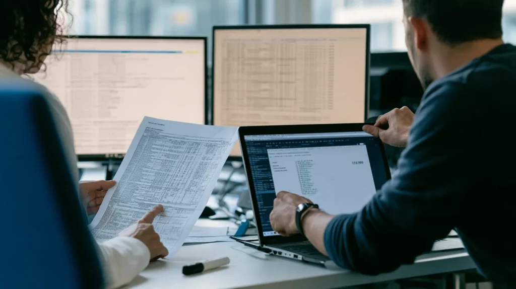 An actuary and an engineer comparing a parity test's computed premium against a printed filed rate page.