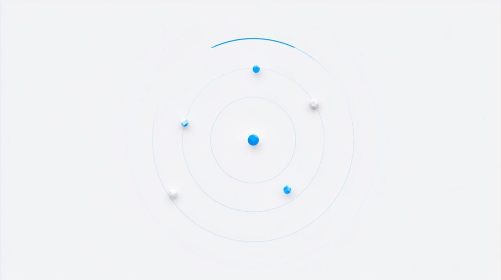A top-down radar dial with five trend dots at varying distances from the center and a rotating sweep line, representing FinTech trends.
