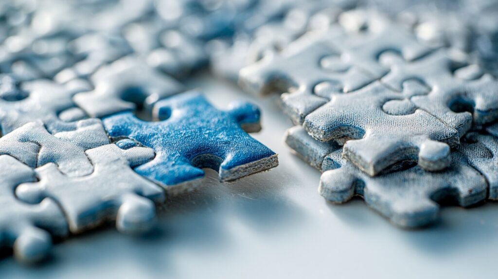 Two puzzle scenarios side by side: one fitting piece into a picture, one complete separate puzzle beside it, symbolising staff augmentation versus outsourcing.